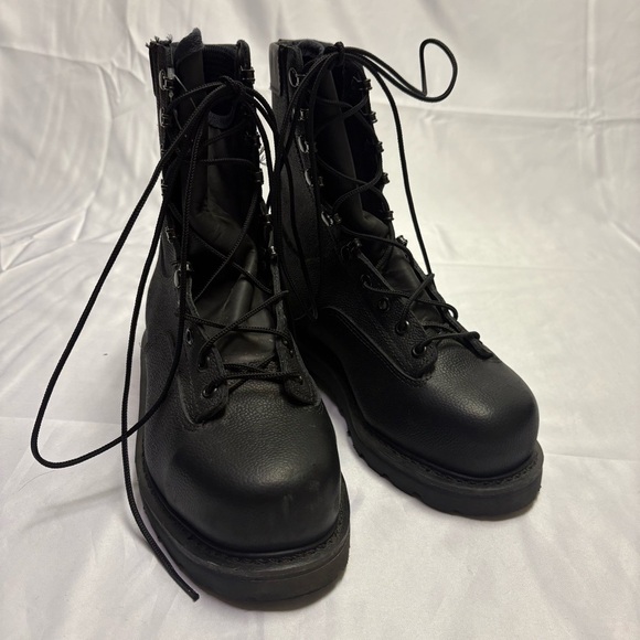 Terra Shoes - Terra Military Combat Boot Size 240 Womens 7 Steel Toe Black Pebbled Leather CSA